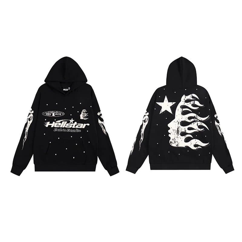 Hellstar Flared Sweatpants Flame Print — H517黑色