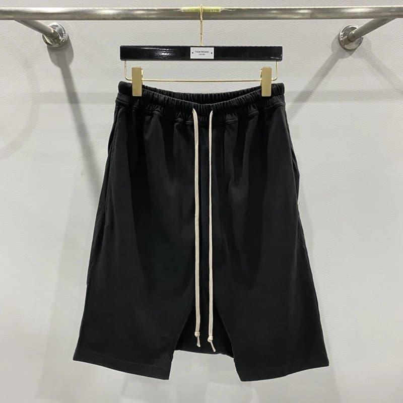 Rick Owens Drop Crotch Shorts Off-White Drawstring