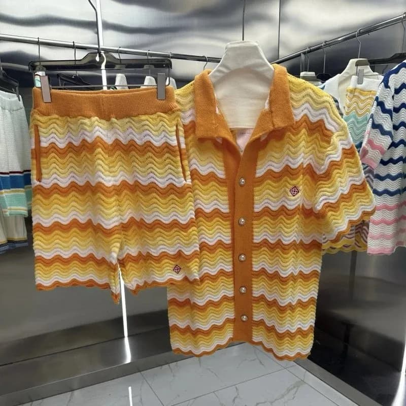 Knit Set Zigzag Wave Pattern