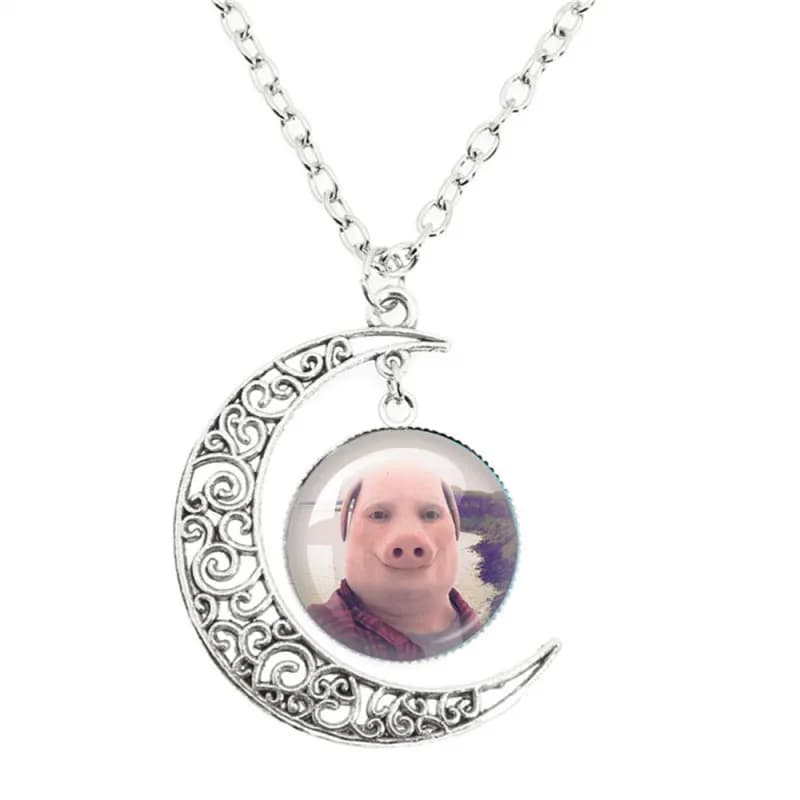 Crescent Moon Pendant Custom Photo Dome