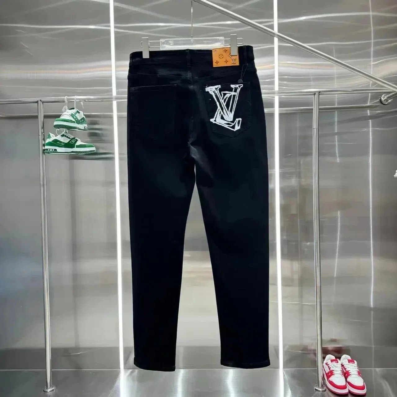 Louis Vuitton LV Logo Jeans White Monogram Embroidery