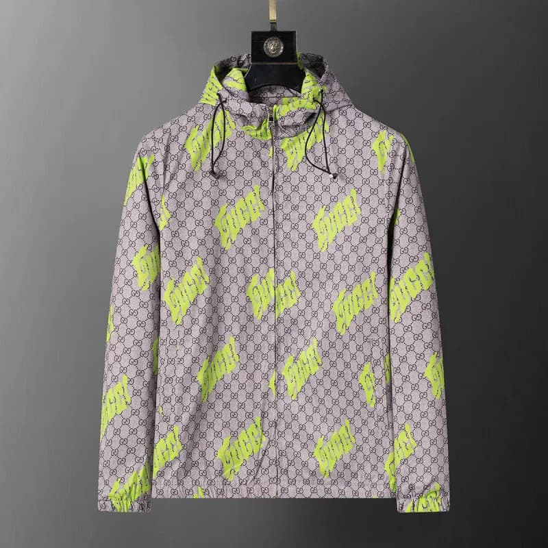 Gucci Zip-Up Jacket GG Monogram Print — 56014khaki