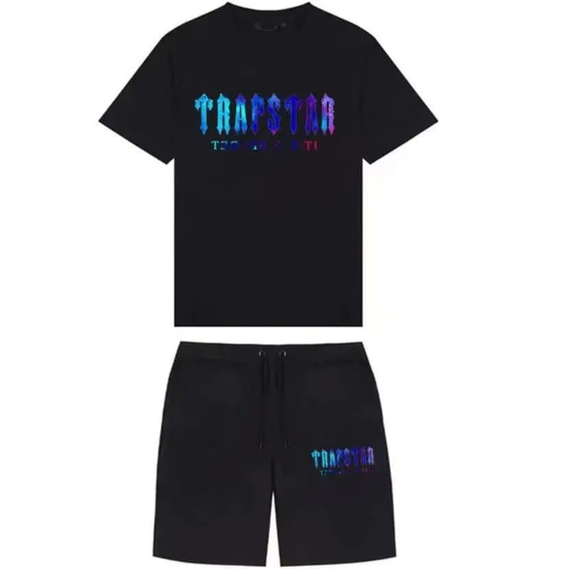 Trapstar Logo Tee & Shorts Set Holographic Logo