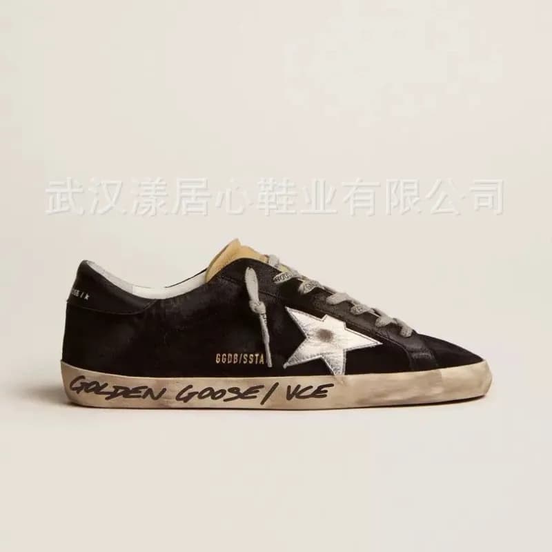 Golden Goose Superstar Distressed Black with Silver Star