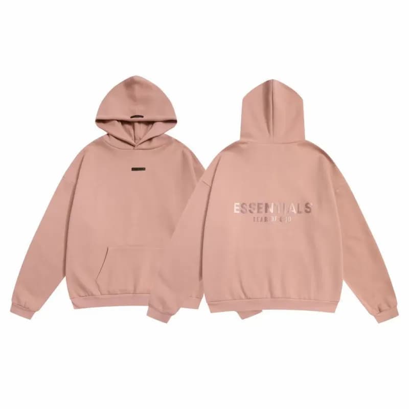 Fear of God Essentials Hooded Sweatshirt Embroidered Logo — LM610粉色