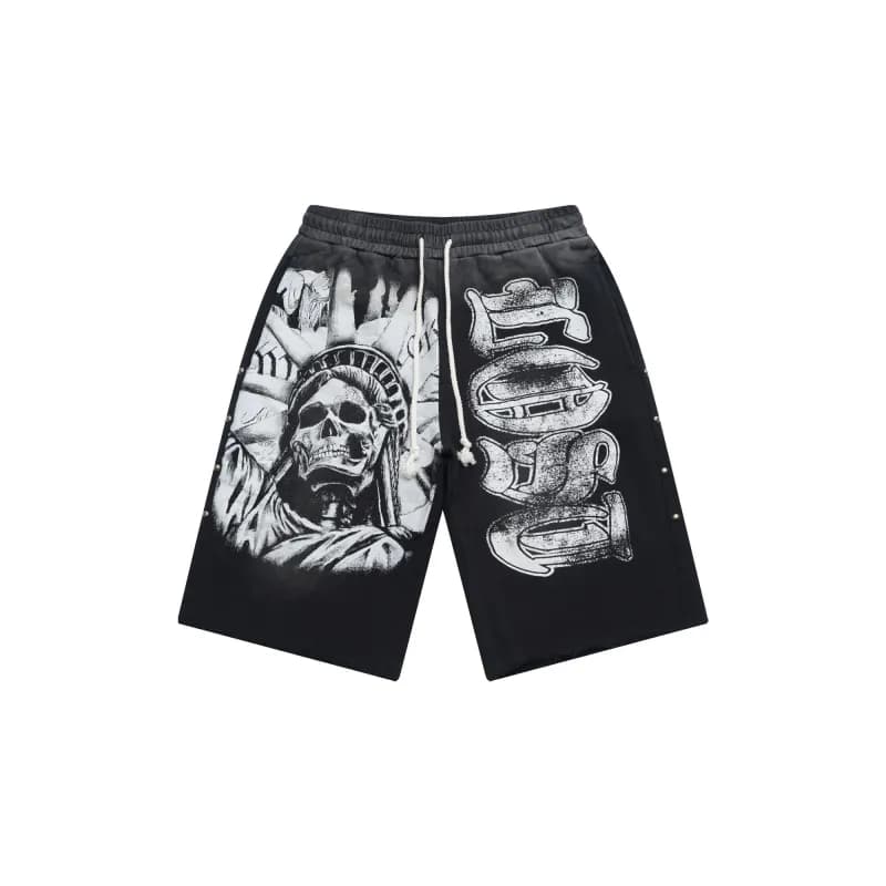 Travis Scott Skull Liberty Shorts Liberty Skull Print