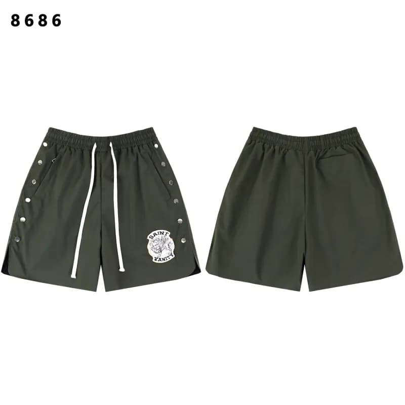 Saint Laurent Logo Shorts Olive with Silver Studs
