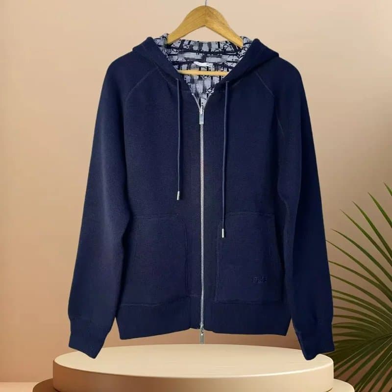 Dior Zip-Up Hoodie Oblique Print Lining