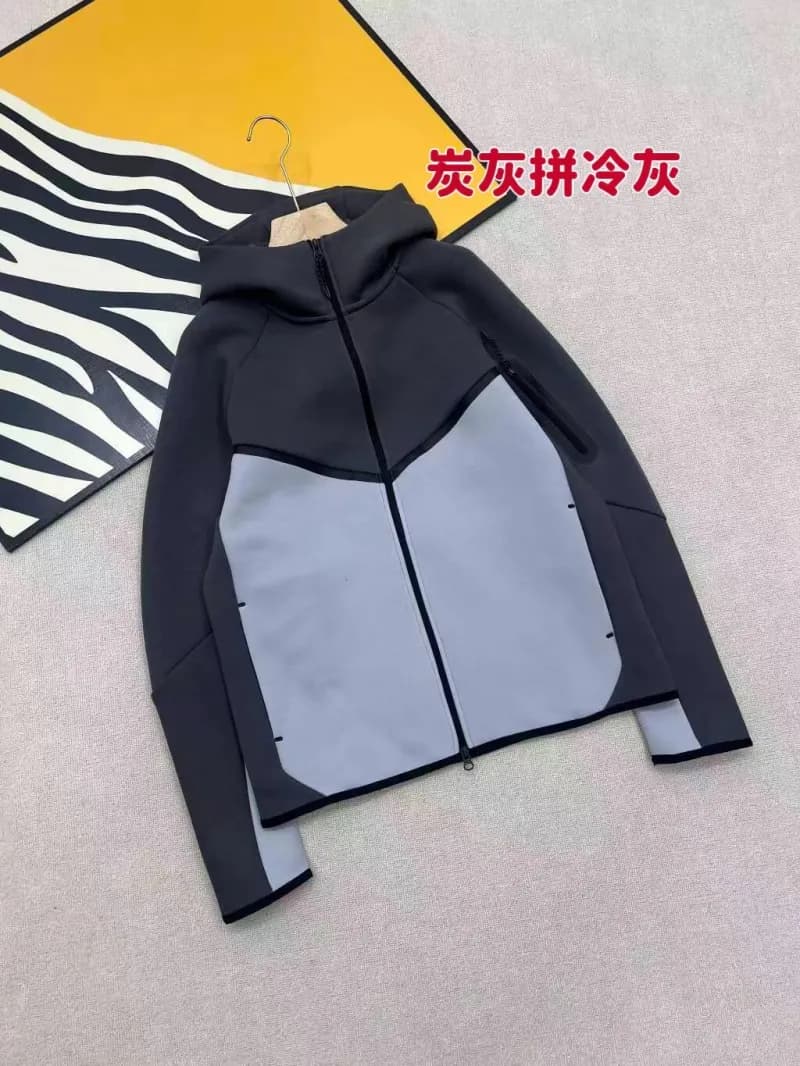 Nike Tech Fleece Hooded Jacket Black/Heather Grey — 炭灰拼冷灰外套