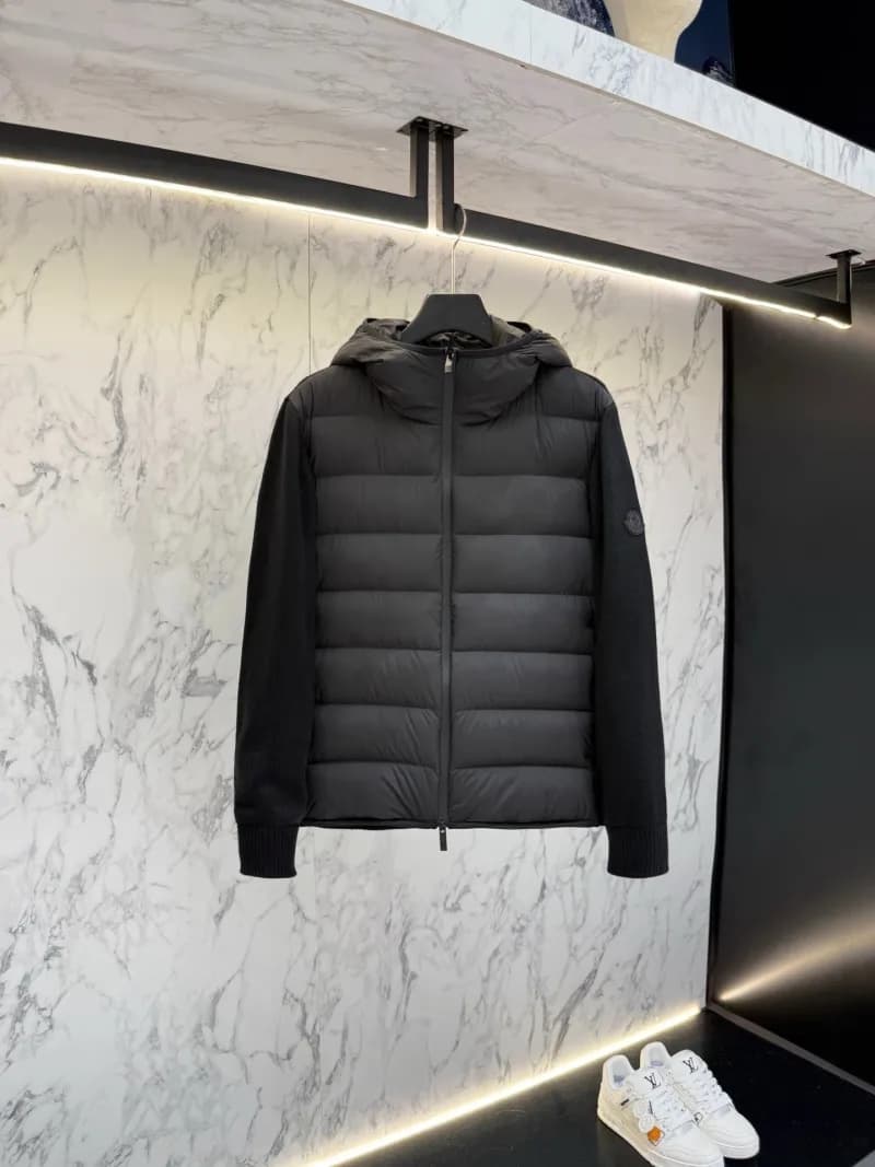 Moncler hooded puffer jacket matte black