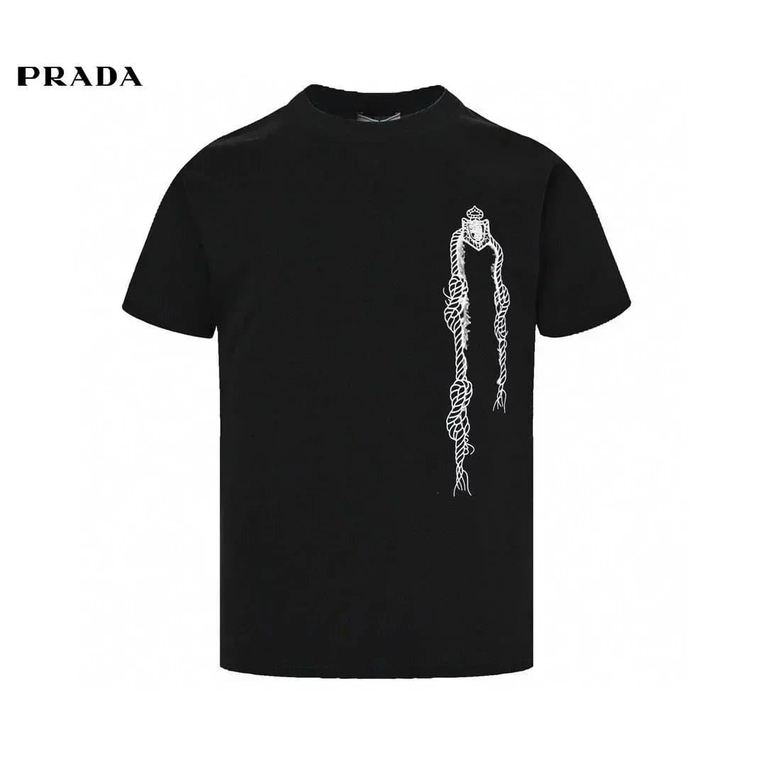 Prada Logo T-Shirt Triangle Logo — 08黑色