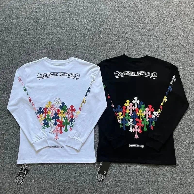 Chrome Hearts Long Sleeve Tee Cross & Scroll Print — K8015白
