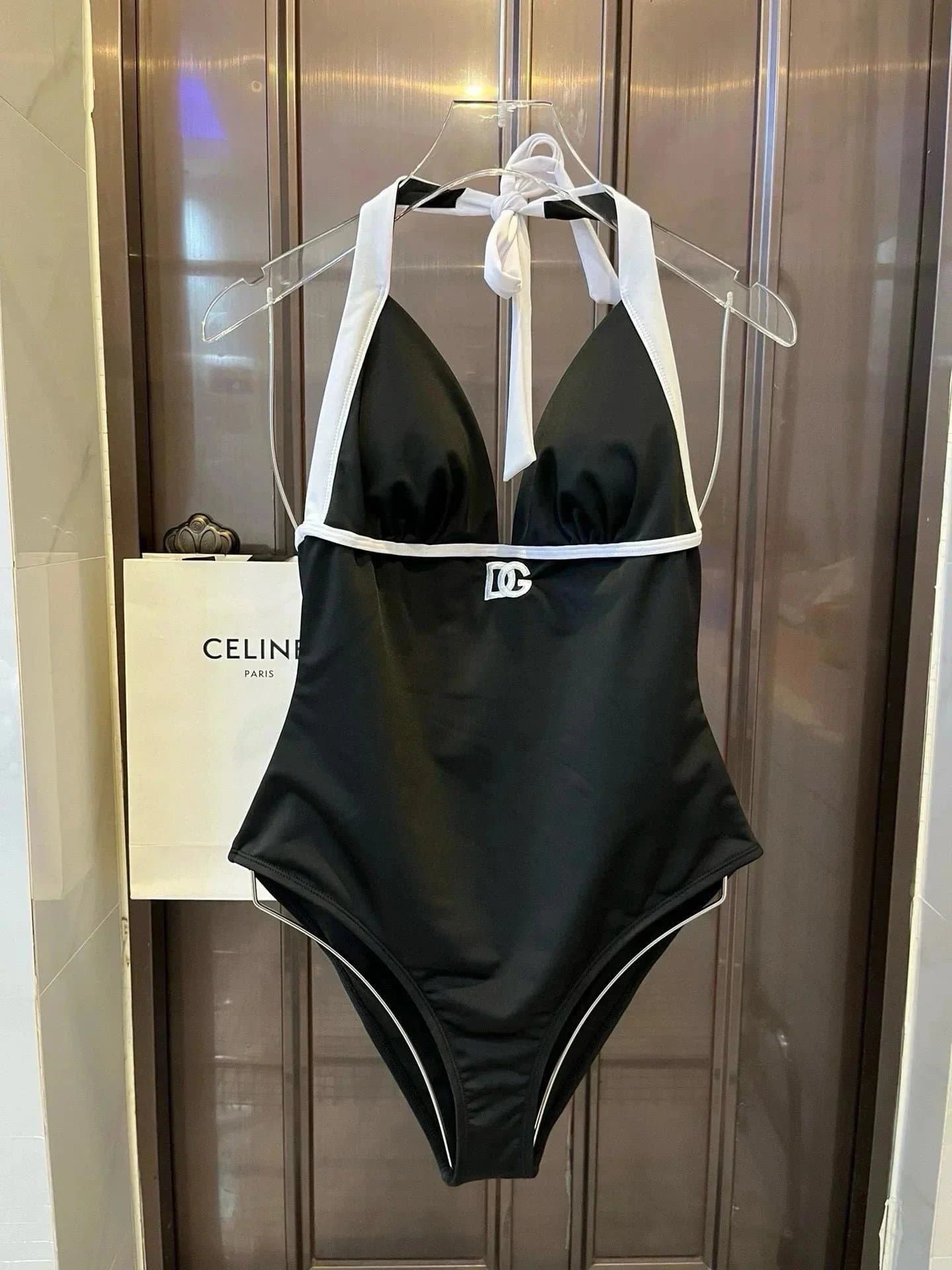 Dior Halterneck Swimsuit DG Logo Trim