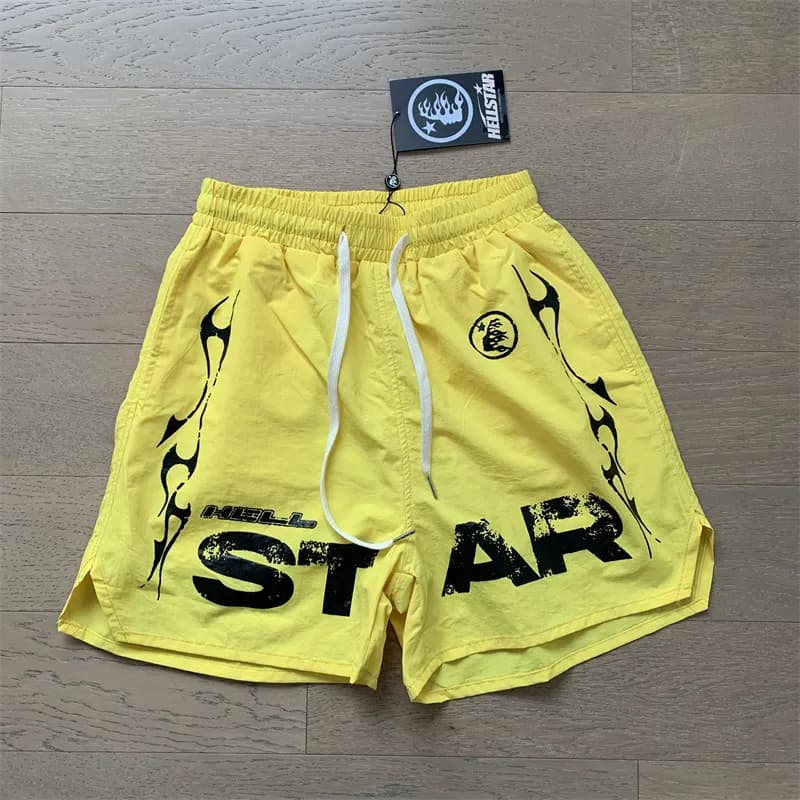 Sp5der Flame Shorts Gradient Flame Print — 707 黄色