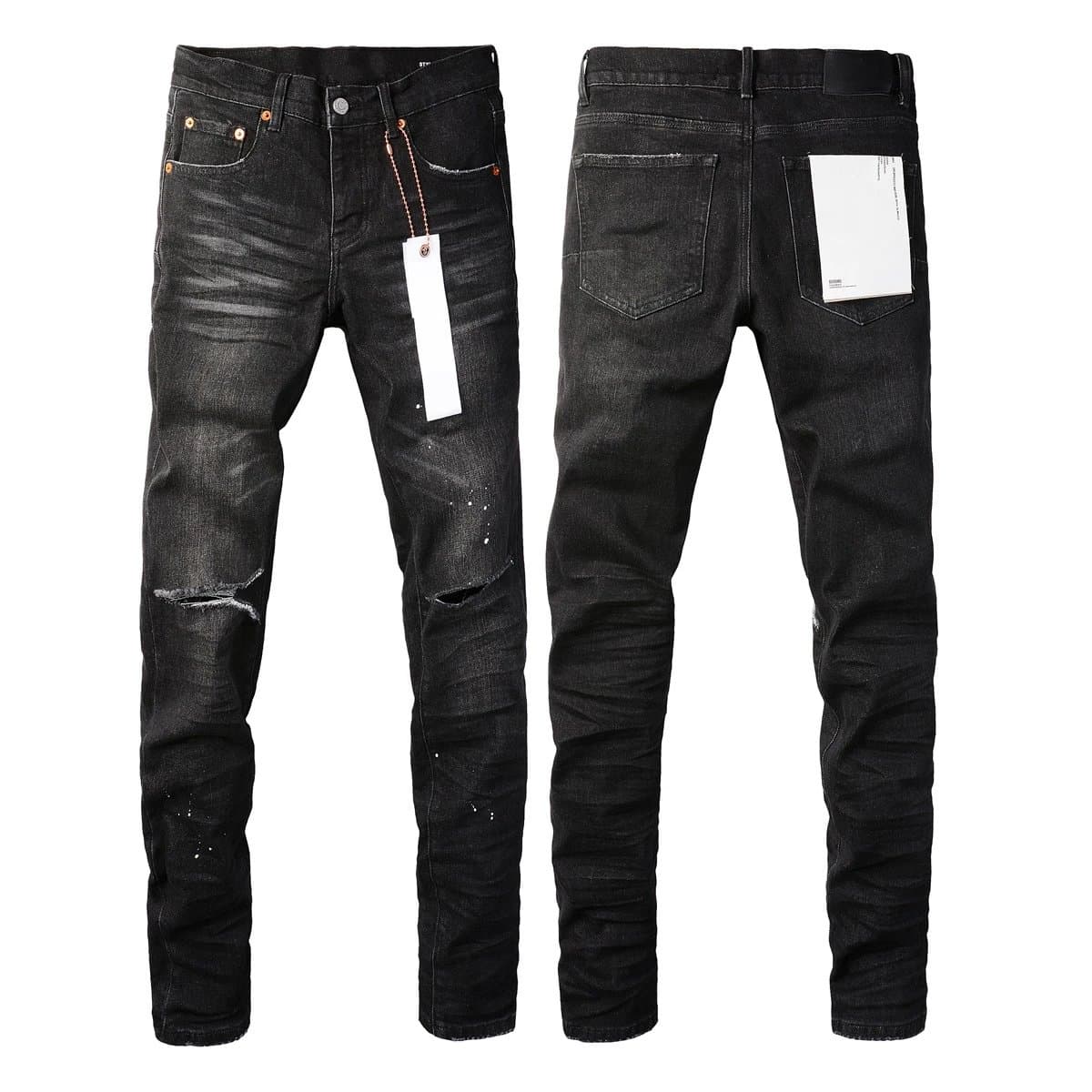 Levi's Distressed Slim Fit Jeans Paint-Splatter Patchwork — 杏色 【款式如图】9035