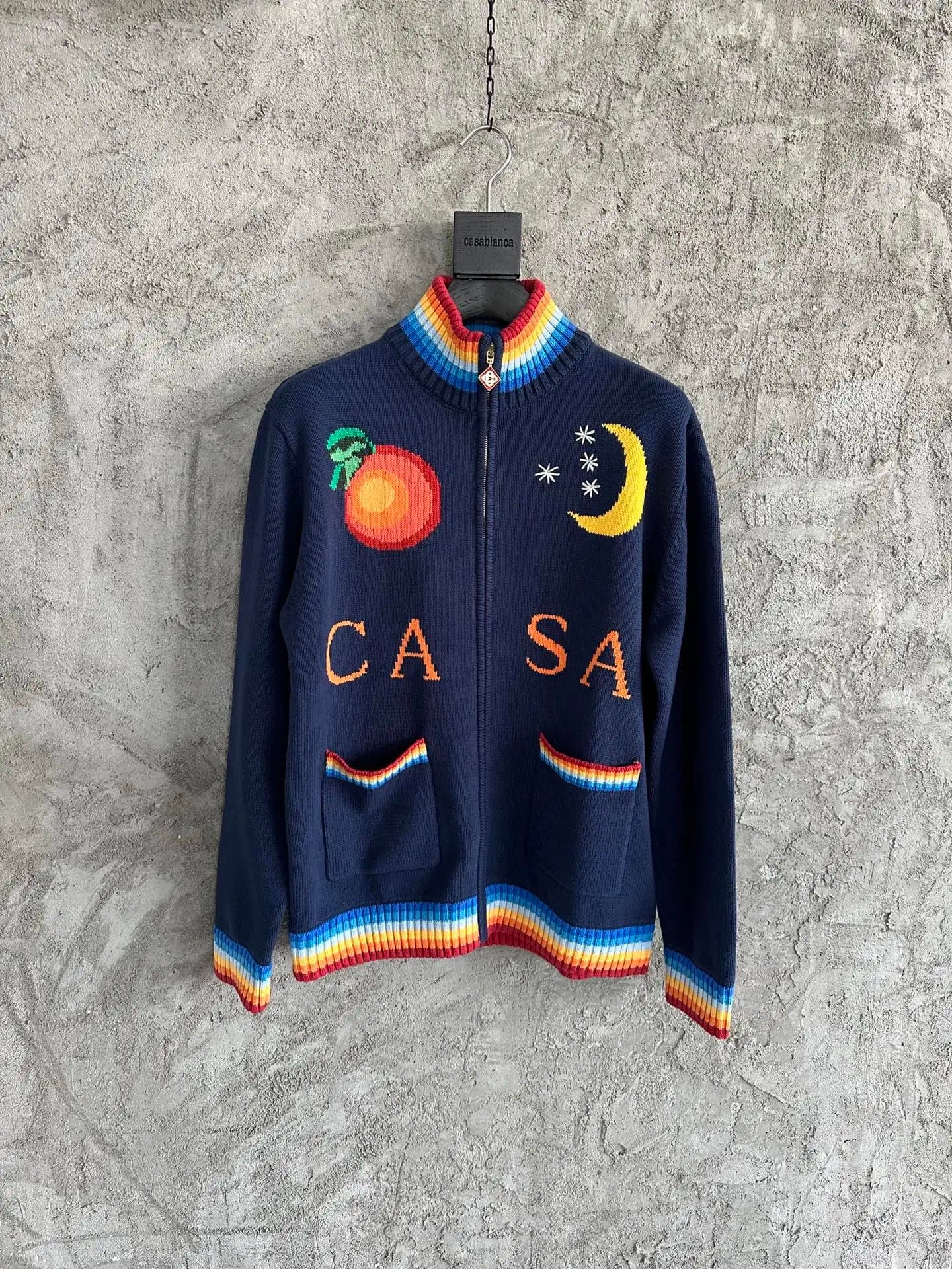 Casablanca Zip-Up Knit Cardigan Casa Moon & Sun