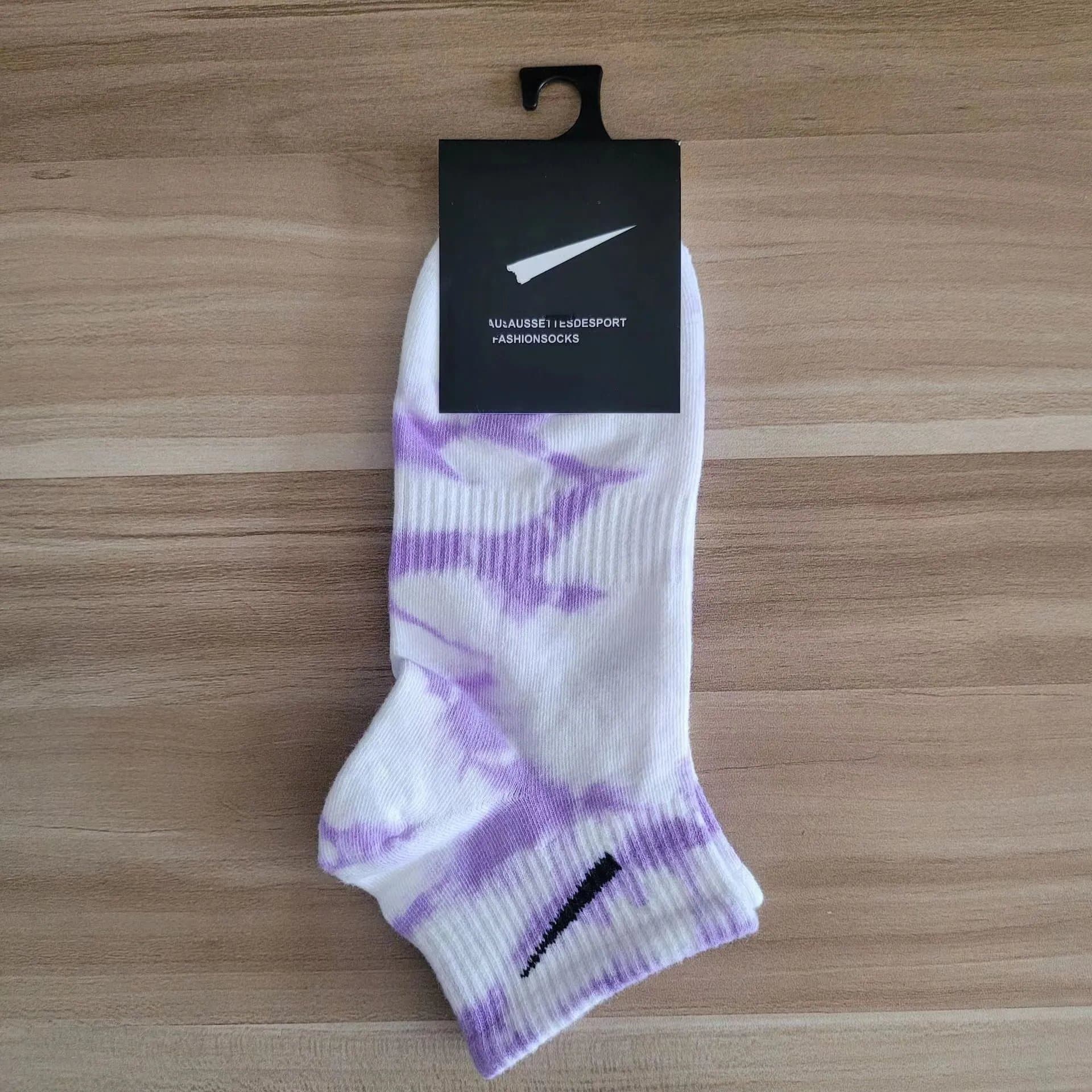 Nike Crew Sock Tie-Dye — 均码 · 扎染短筒紫