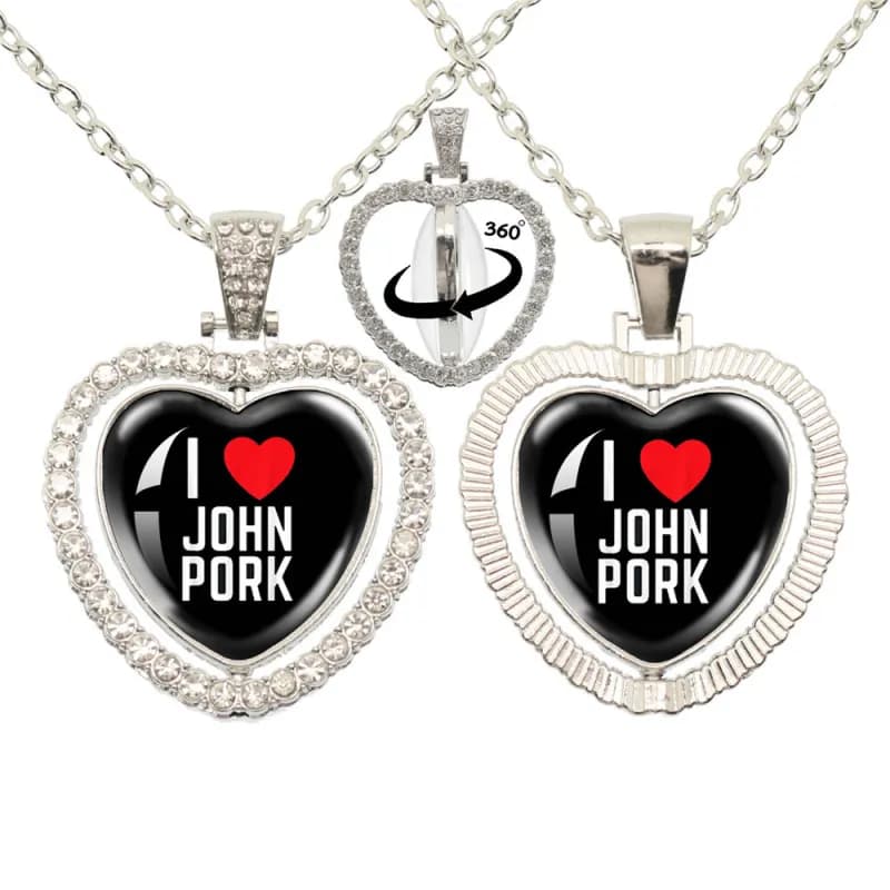 Heart Pendant Necklace I Love John Pork
