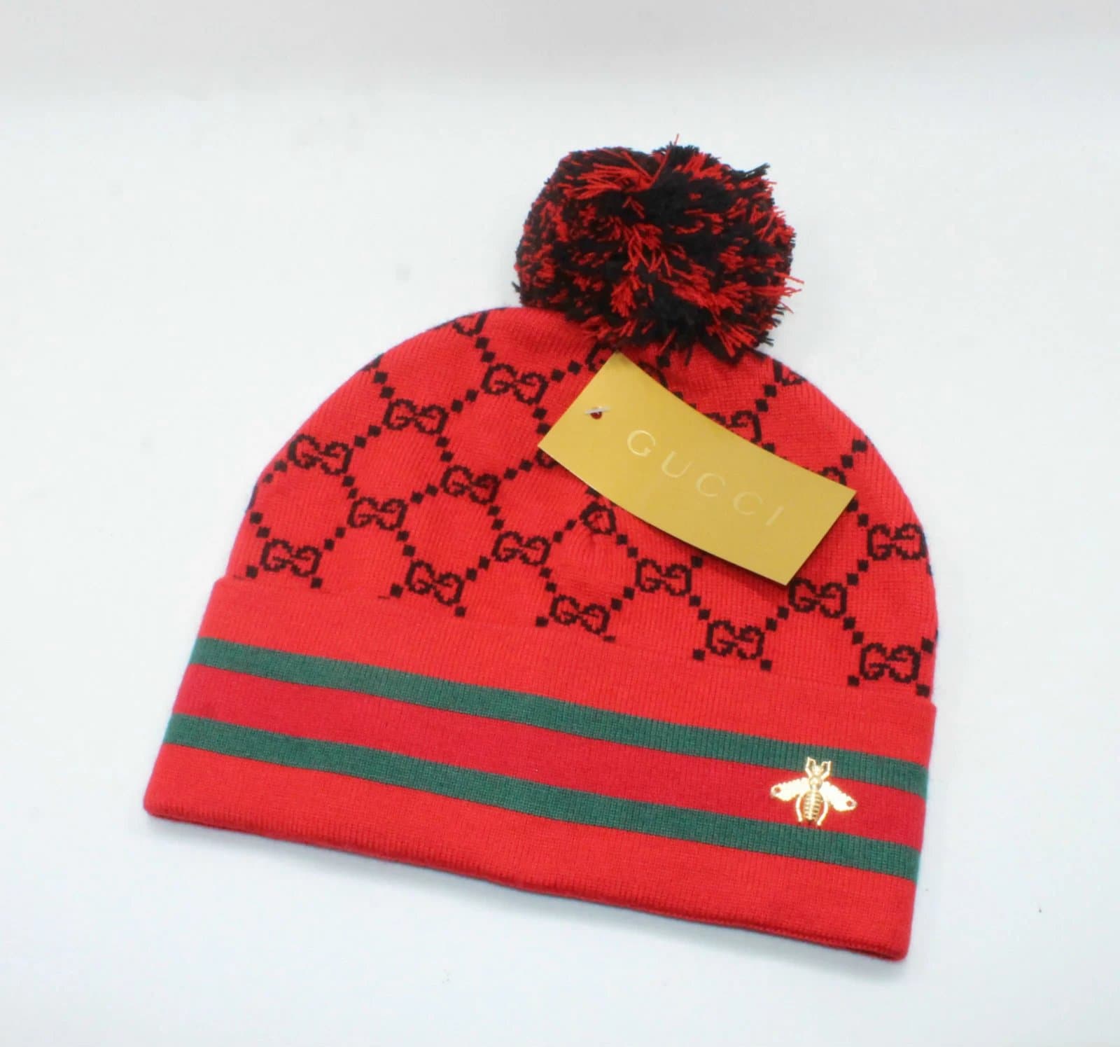 Gucci Knit Beanie GG Monogram with Web Stripe