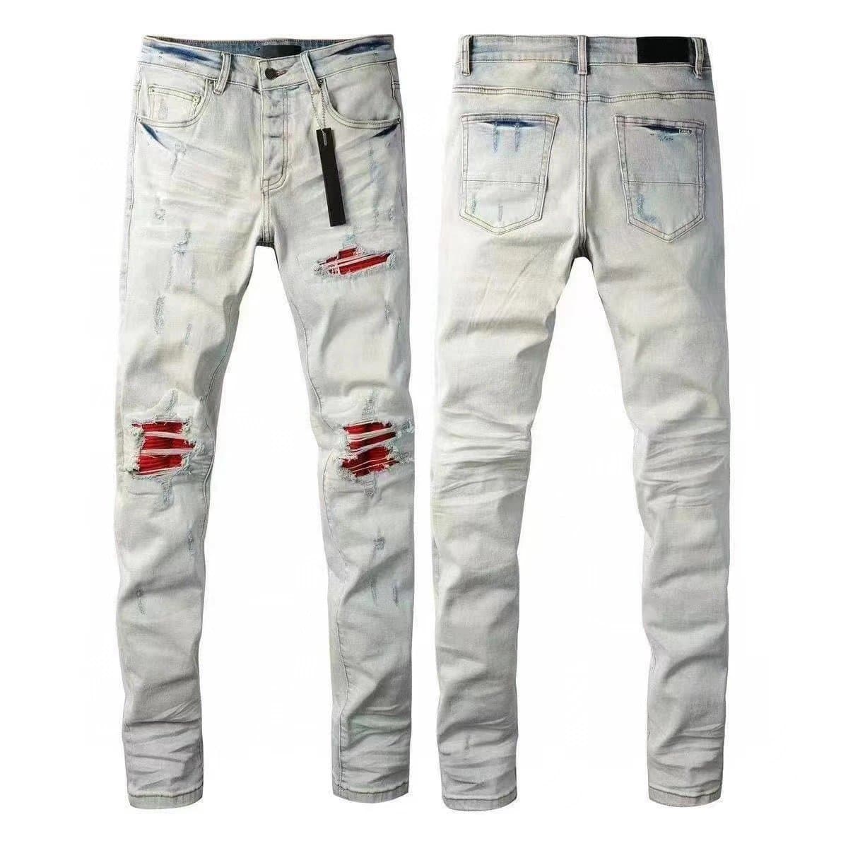 Balmain Slim Fit Jeans Tiger Embroidery Distressed — M16