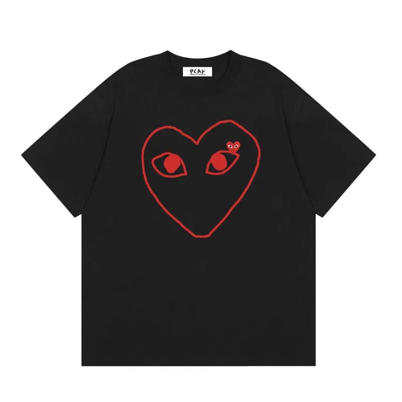 Comme des Garçons Heart Logo T-Shirt Light Blue with Red Heart — 24 black