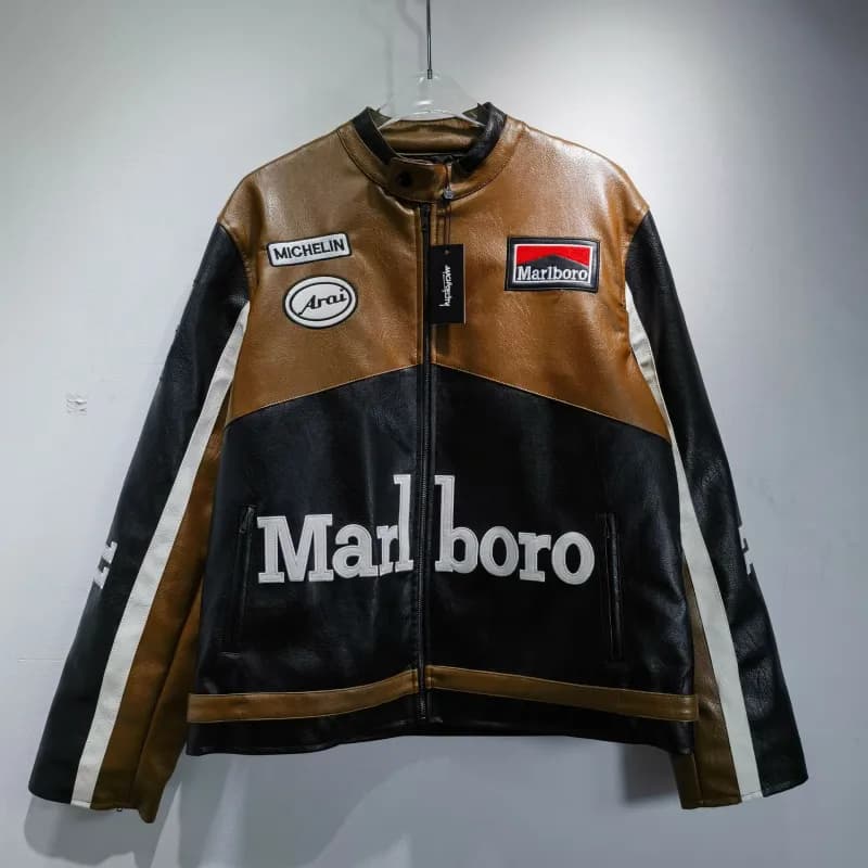 Racing Leather Jacket Red Bull Racing — 万宝路黑棕