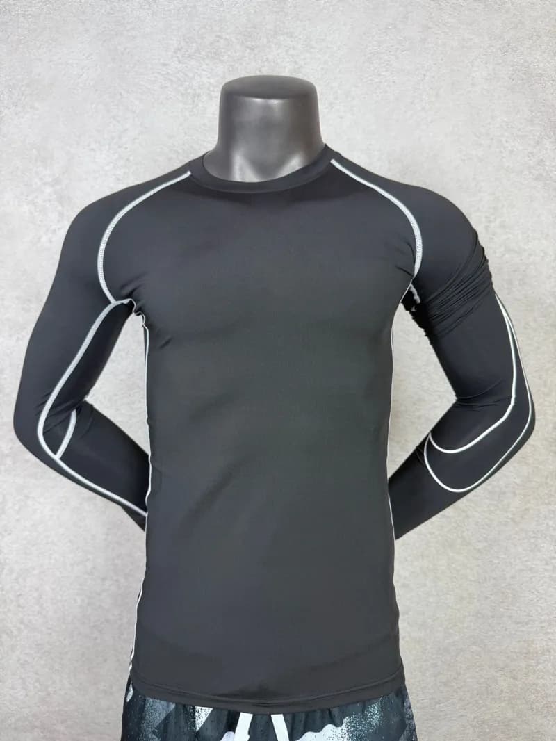 Nike Pro Compression Top Black — 102款 长袖黑白线黑