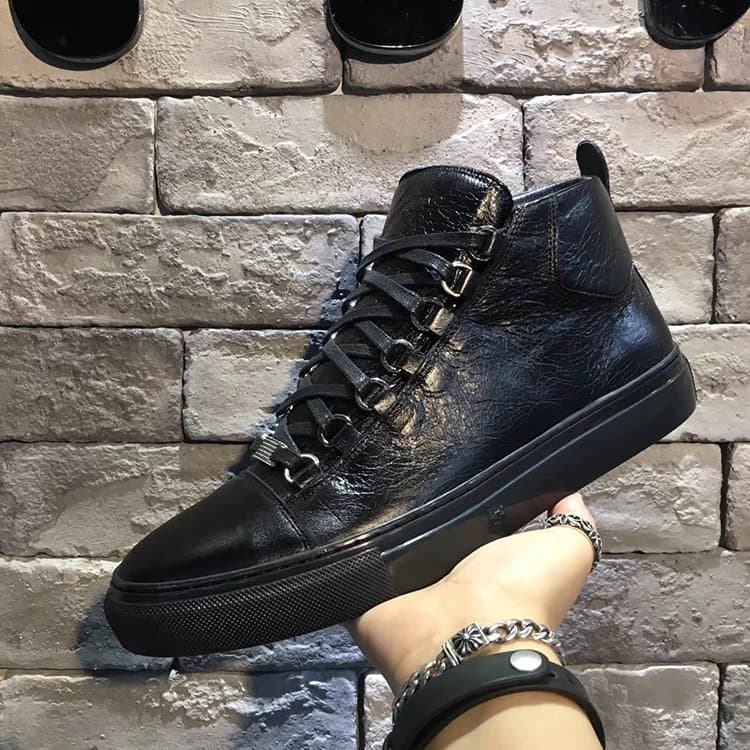 Chrome Hearts High-Top Sneaker Cracked Leather with Silver Hardware