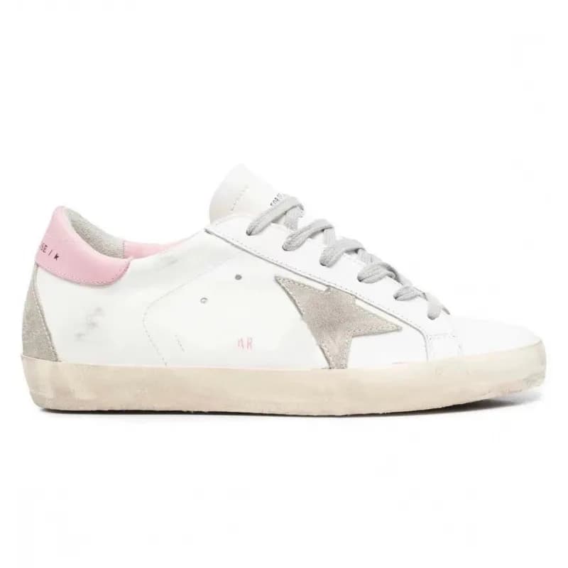 Golden Goose Superstar Distressed White Grey — 粉尾