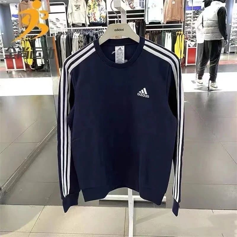 Adidas Essentials 3-Stripes Crewneck Navy White