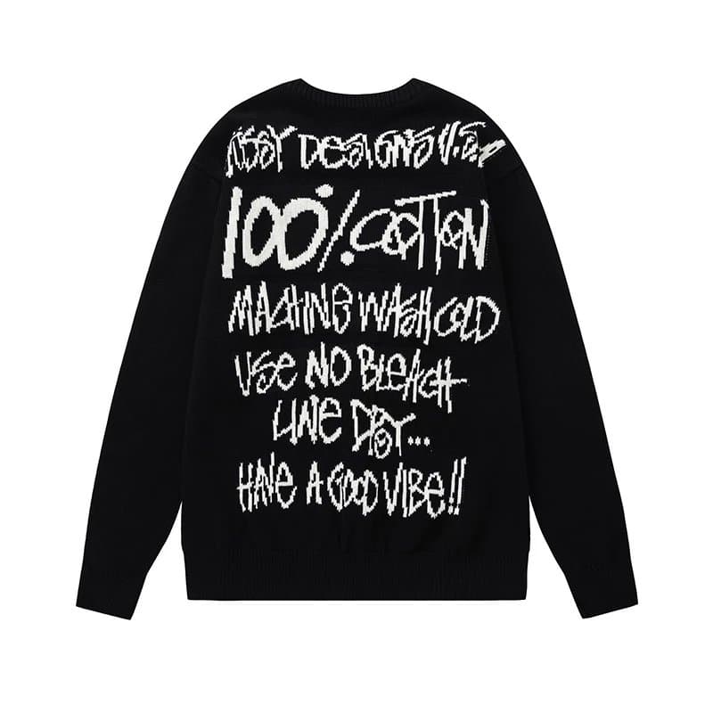 Stüssy Cotton Knit Sweater Wash Care Graphic