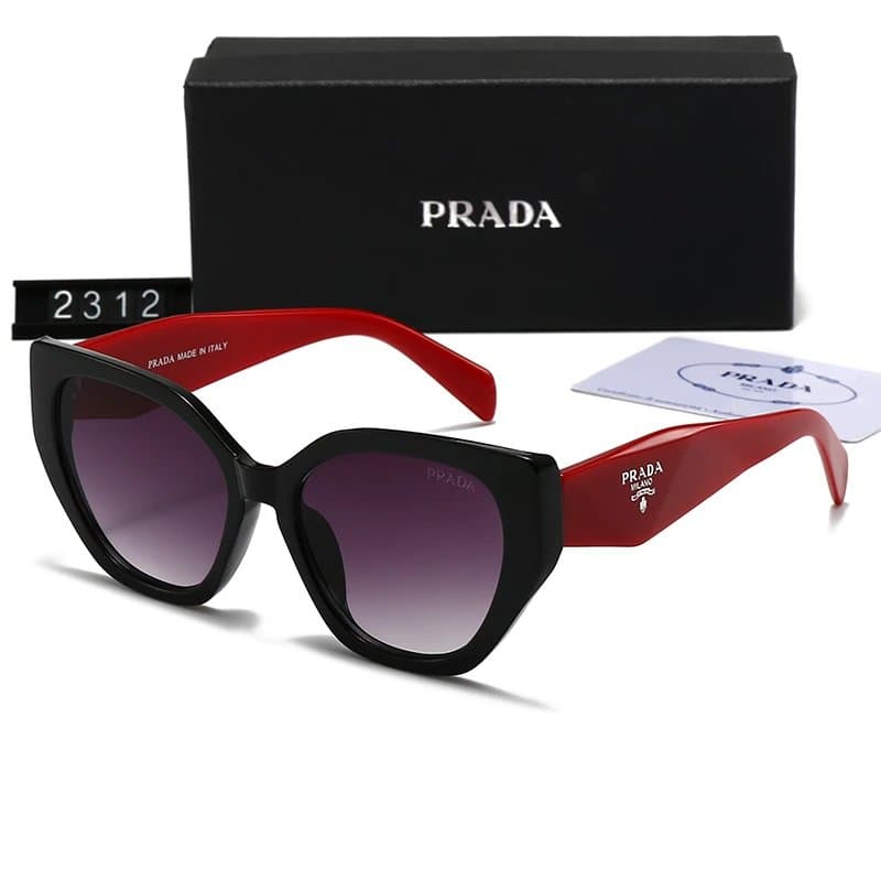 Prada Cat-Eye Sunglasses Black and Red Acetate