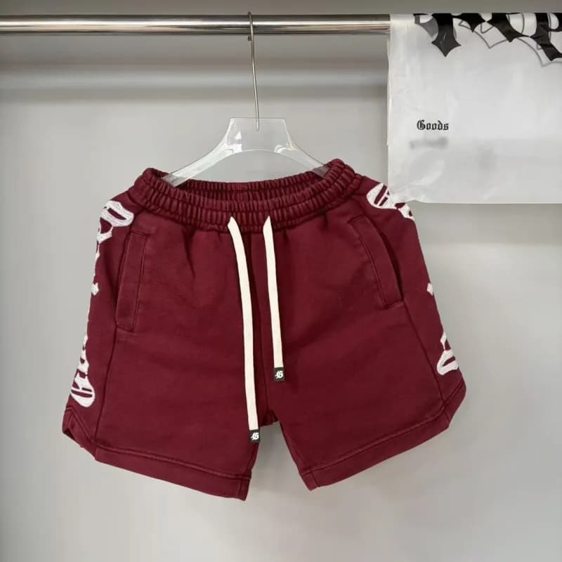 Chrome Hearts Logo Print Shorts Burgundy with White Script