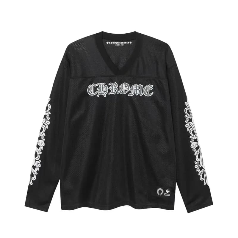 Chrome Hearts Mesh Long Sleeve Top Chrome Logo & Scroll Print