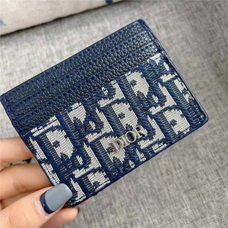 Dior Oblique Card Holder Navy and White Oblique Print