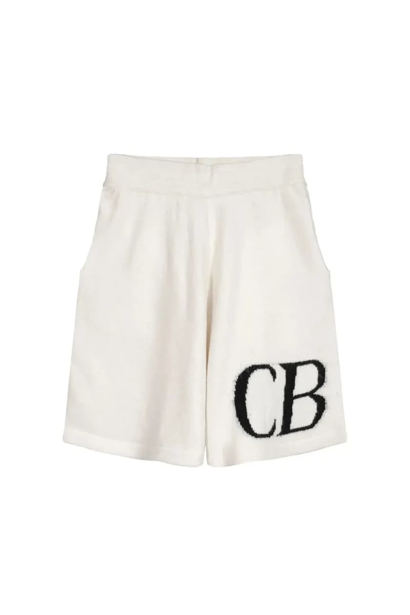 Corteiz CB Logo Shorts Terry Knit — C7030米白短裤