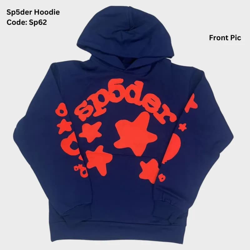 Sp5der Hoodie Spider Web Graphic — Sp62 - Beluga Navy