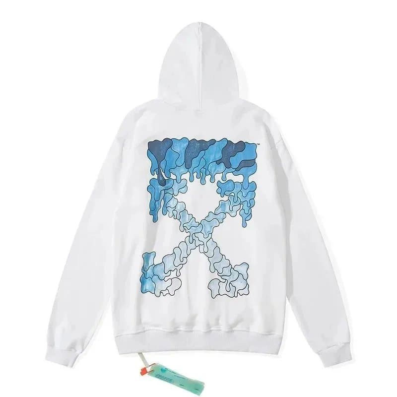 Off-White Hooded Sweatshirt Blue Melt Arrow Print