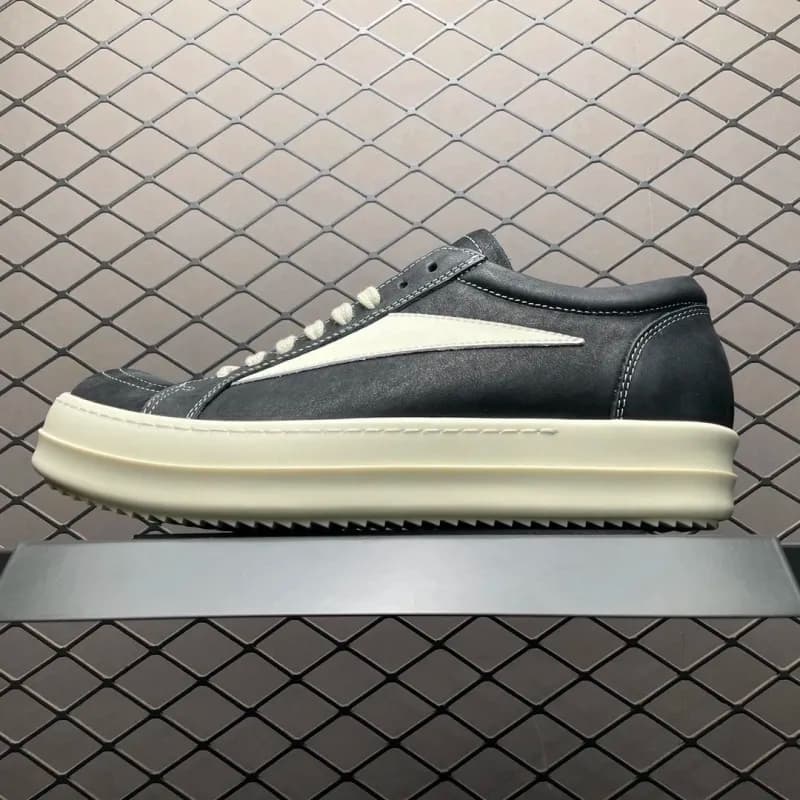 Rick Owens Geobasket Low Suede Panel — 低帮万斯黑磨砂油蜡皮