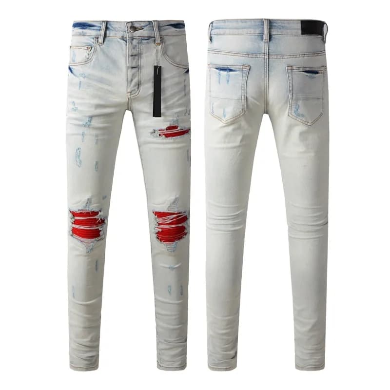 Amiri Distressed Slim Fit Jeans Bleached Ripped — 8887