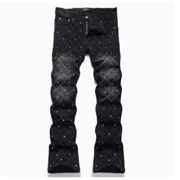 Jeans Studded Diamond Pattern