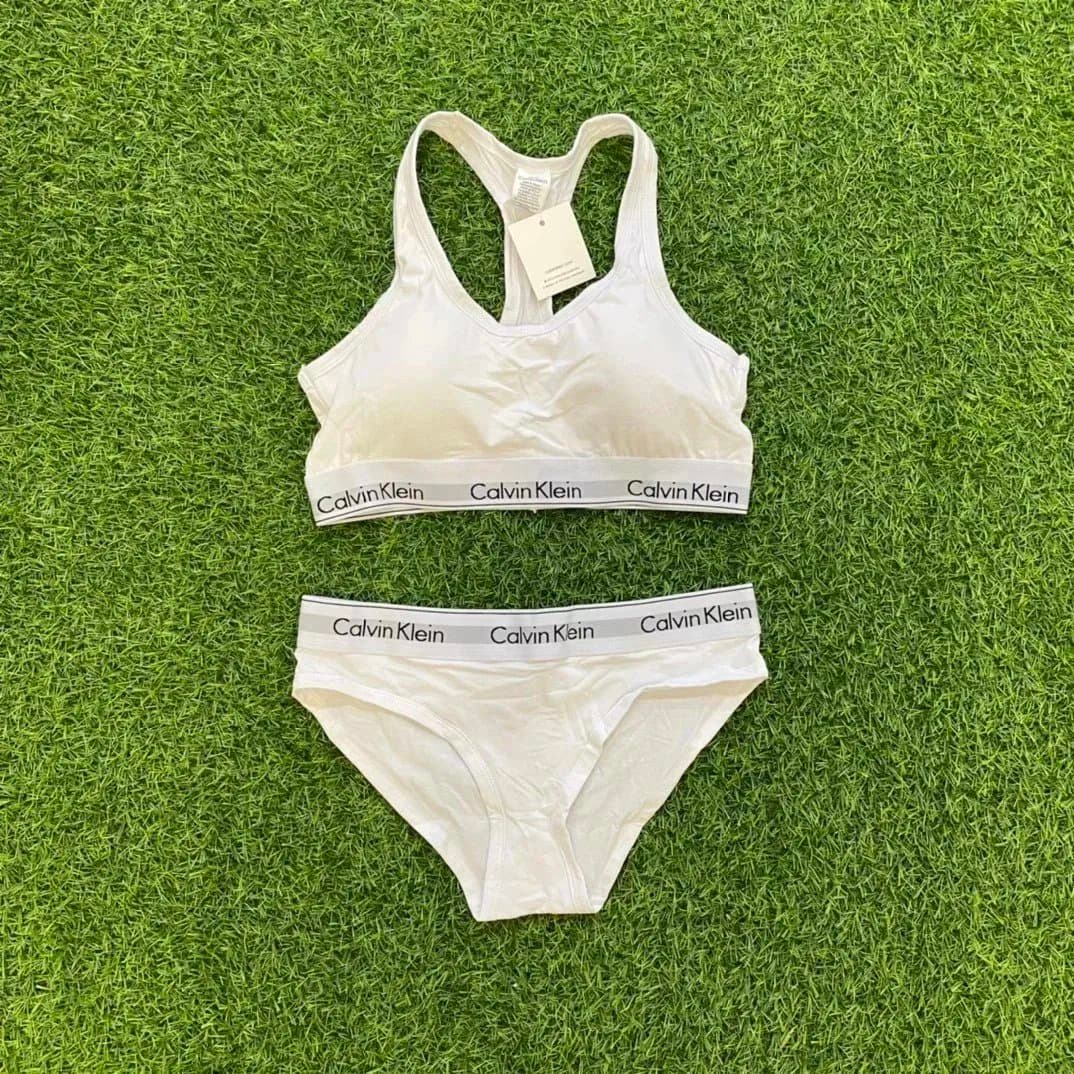 Calvin Klein Logo Bralette & Brief Set Classic Logo Band