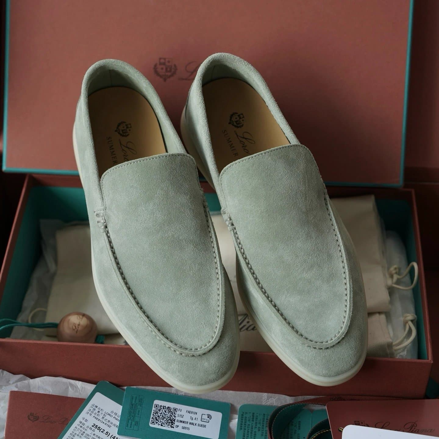 Loro Piana Summer Walk Suede Mint Green