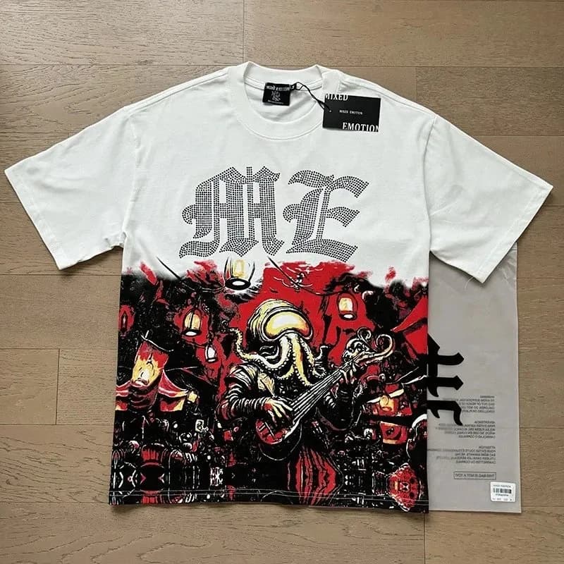 Mixed Emotion Graphic Tee Octopus Band Print