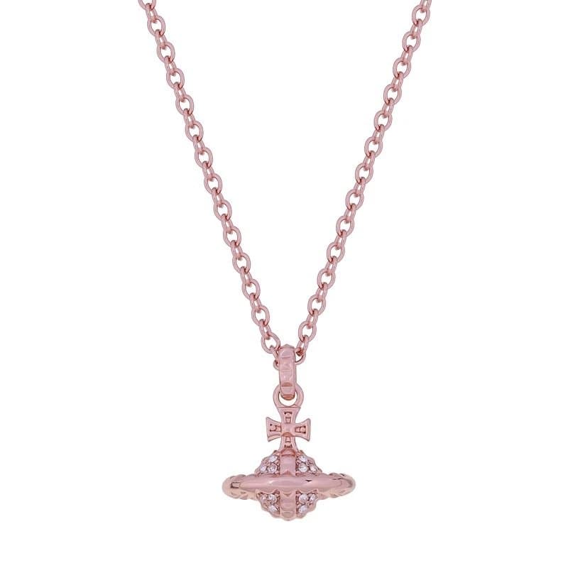 Vivienne Westwood Orb Pendant Necklace Rose Gold with Crystals