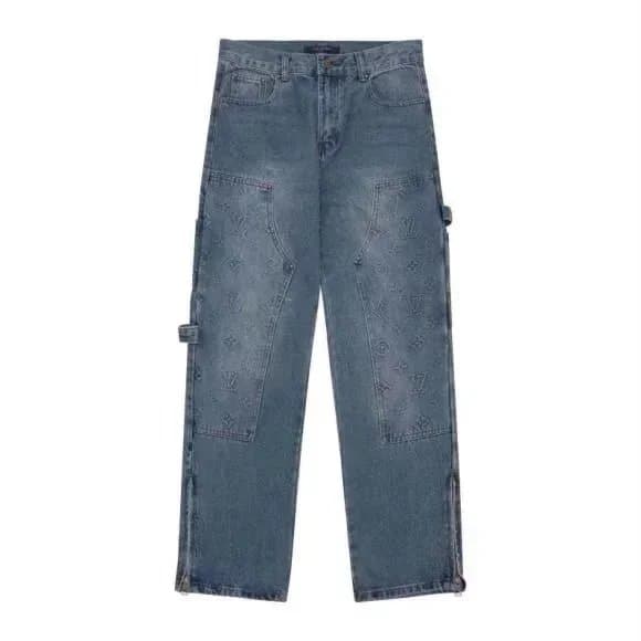 Louis Vuitton Monogram Denim Trousers Embroidered LV
