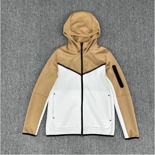Nike Tech Fleece Hooded Jacket Reflective Chevron — 卡其拼白上衣