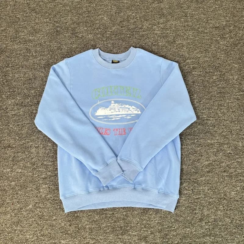 Corteiz Cruisez Sweatshirt Ship Graphic — 6269天蓝色圆领卫衣