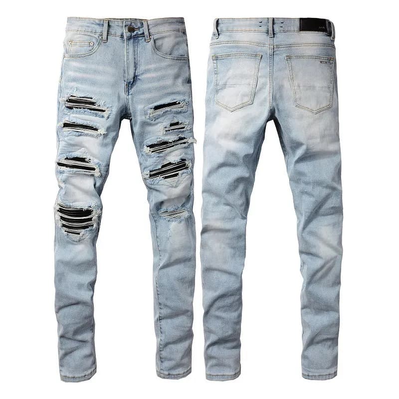 Amiri Distressed Slim Fit Jeans Bleached Ripped — 1307