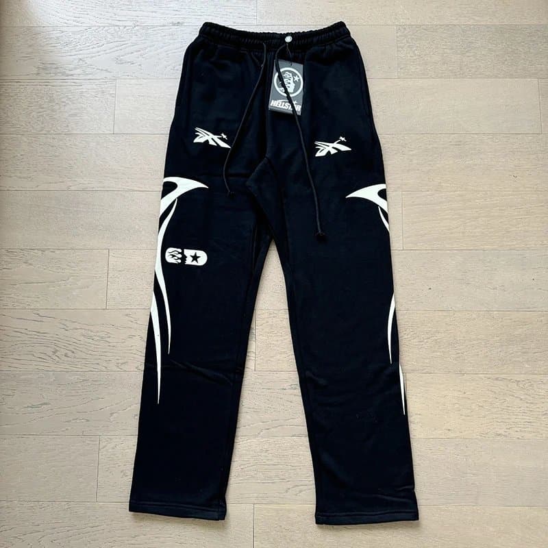 Sp5der Graphic Sweatpants Flame Print — X739黑色